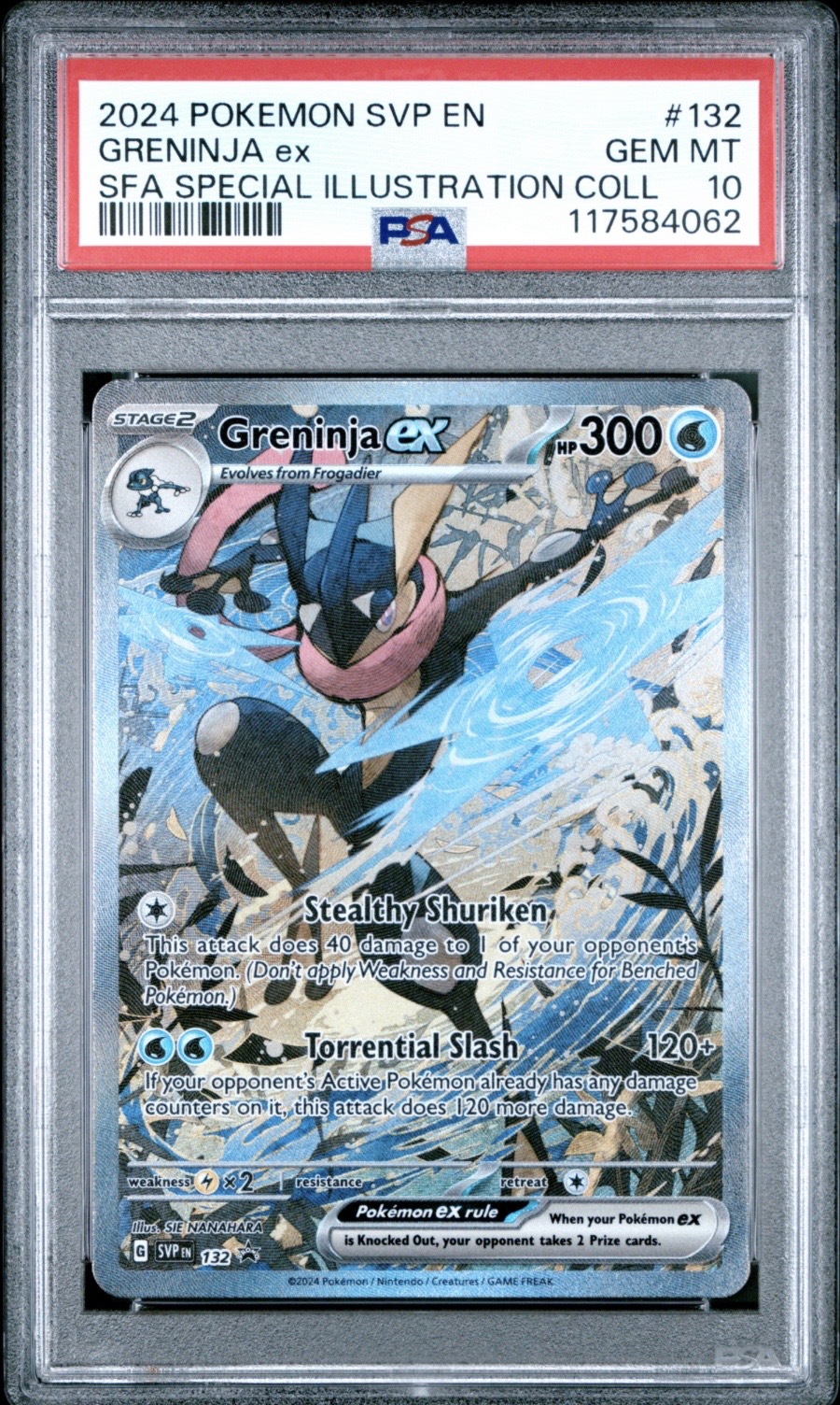Pokemon TCG, 2024 Pokemon, Scarlet and Violet, Black Star Promo, Shrouded Fable, Special Illustration Collection, Greninja Ex #132, PSA 10