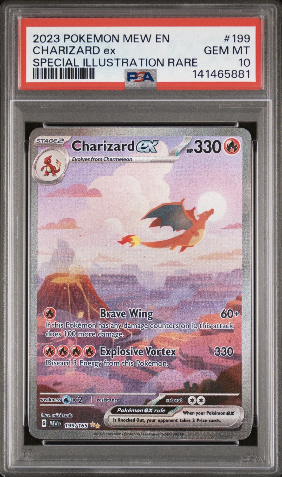 Pokemon TCG, 2023 Pokemon, Scarlet and Violet, 151, Special Illustration Rare, Charizard Ex #199, PSA 10
