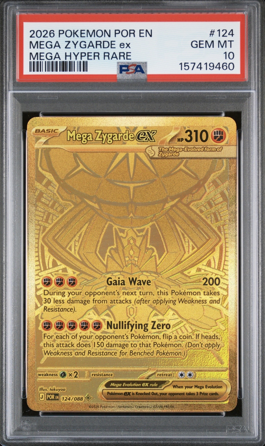 Pokemon TCG, 2026, Perfect Order - Por En - English, Mega Hyper Rare, Holo, Mega Zygarde Ex #124, PSA 10, POP 137