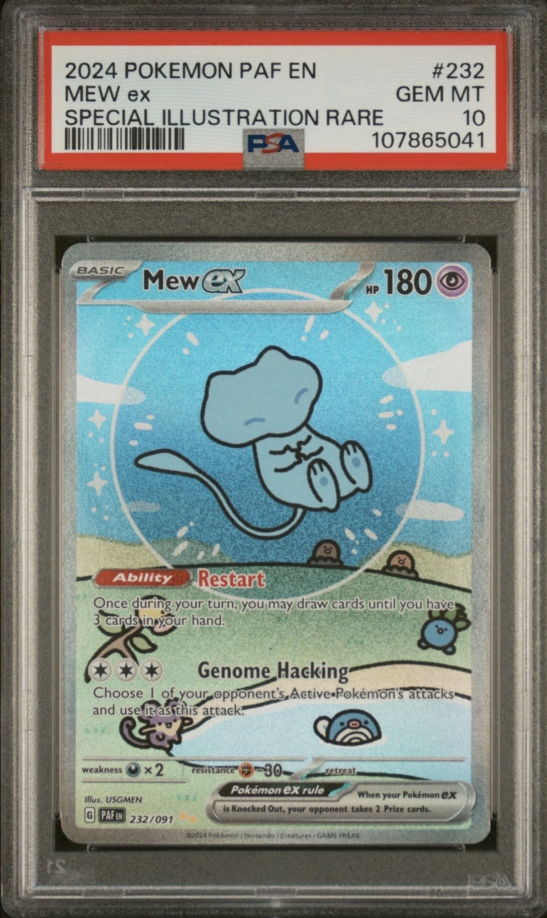 Pokemon TCG, 2024 Pokemon, Scarlet and Violet, Paldean Fates, Special Illustration Rare, Mew Ex #232, PSA 10