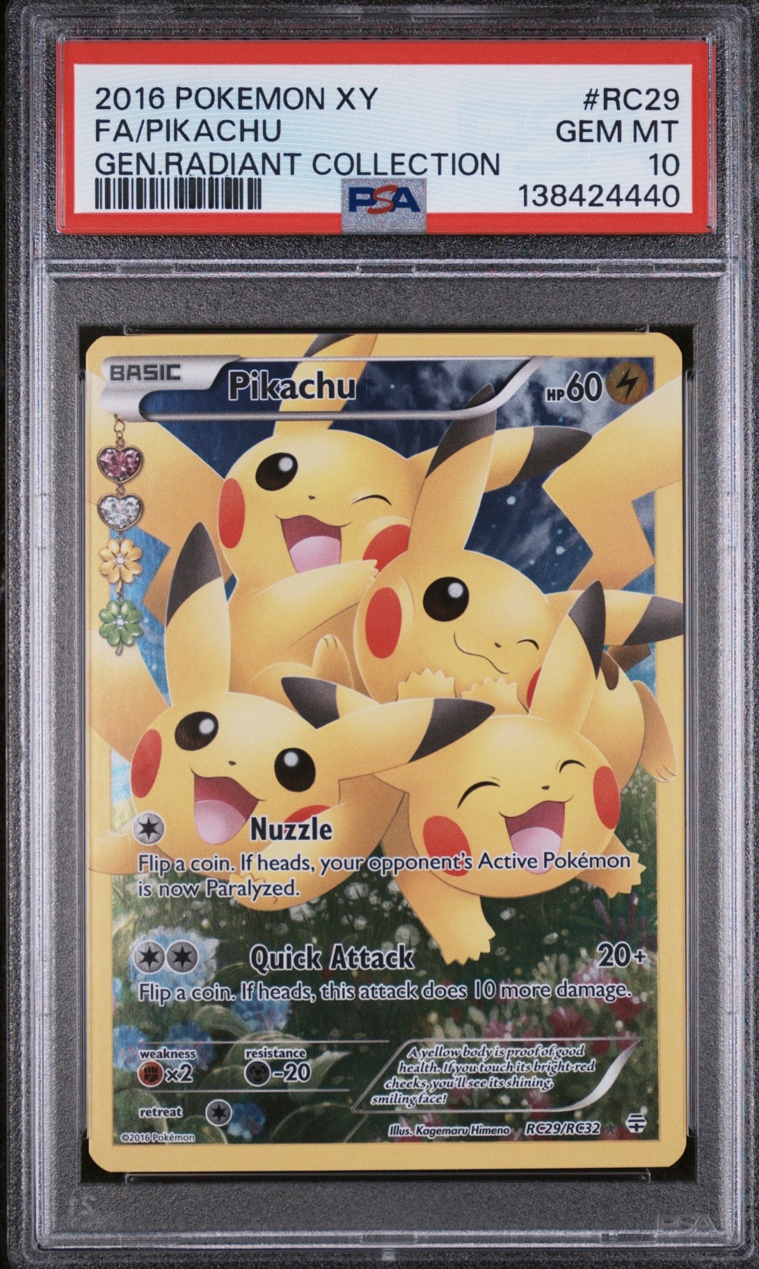 Pokemon TCG, 2016 Pokemon XY, Generations Radiant Collection, Pikachu #RC29, PSA 10, POP 455