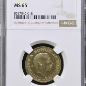 1946, 1 krone, Chr.X, Sieg 4, Hede 23, Kva. M, Graderet MS 65 af NGC "TOP POP", Pragt eksemplar.