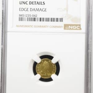 Russia, 1/2 rouble 1777, KM 75, Bitkin 116, Fr. 136, Kva. 0-01 Kantstød, Graderet UNC Details Egde Damage af NGC.