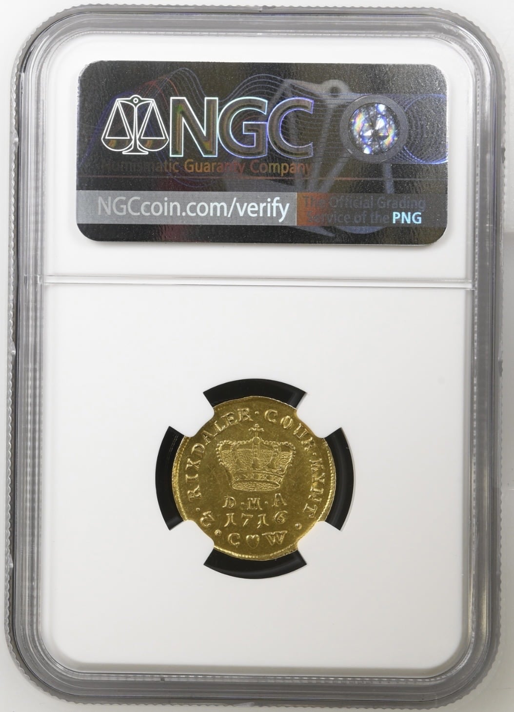 1716, 1 Kurant dukat, Fre.IV, Sieg 26, Hede 31, Kva. 0-01 "Svag renset" Graderet UNC Details Cleaned af NGC. - Image 2