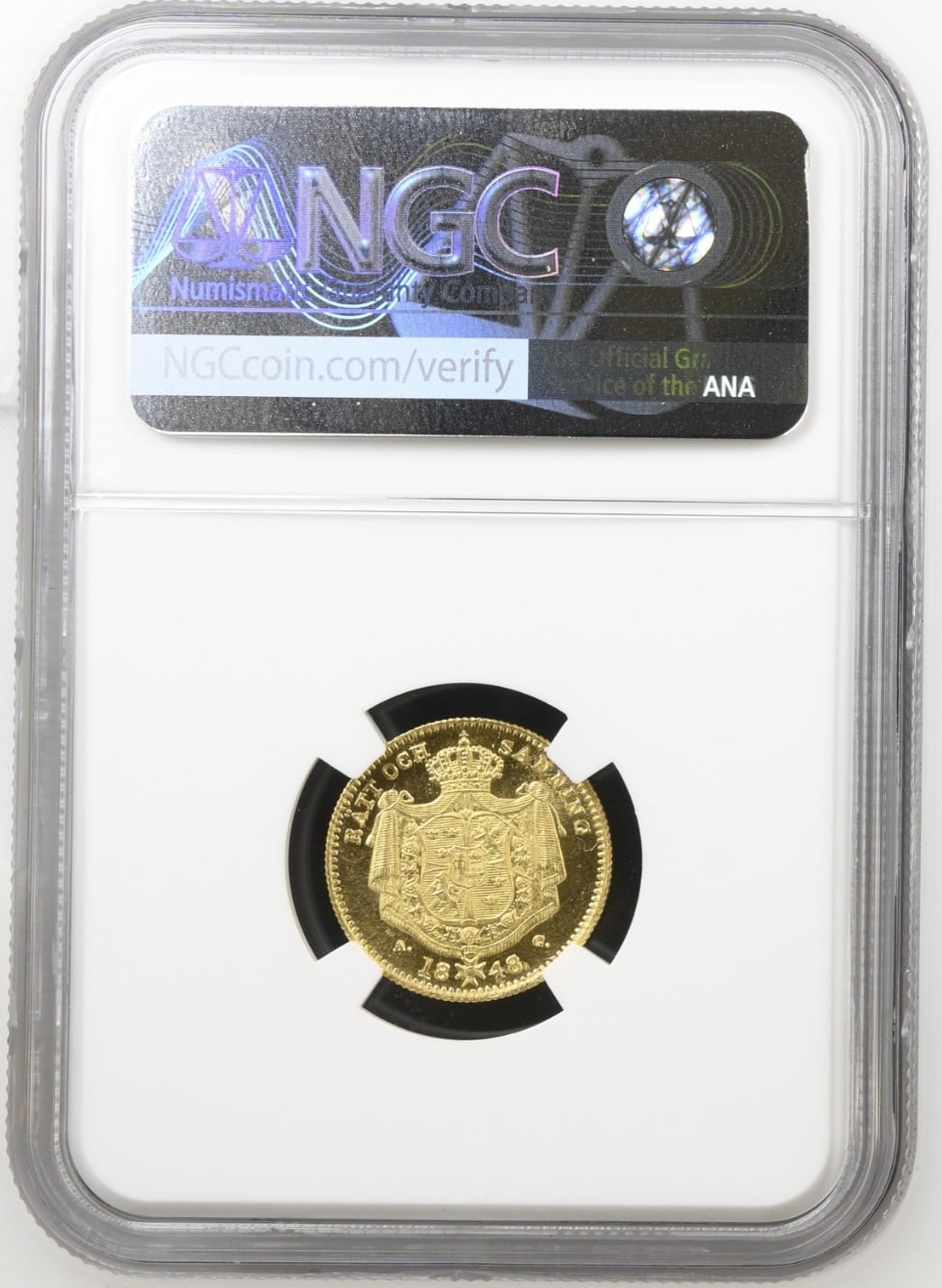 Sverige, dukat 1848/4, Sieg 28, SM 12, KM 668, Kva. 0, Graderet MS 65 af NGC "TOP POP" - Image 2