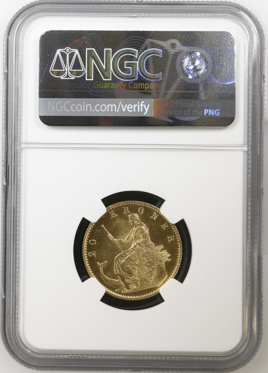 1873 HC, 20 kroner, Chr.IX, Sieg 1.1, Hede 8A, Kva. 0 "Medaljeprægskarakter" Graderet MS 64 af NGC - Image 2