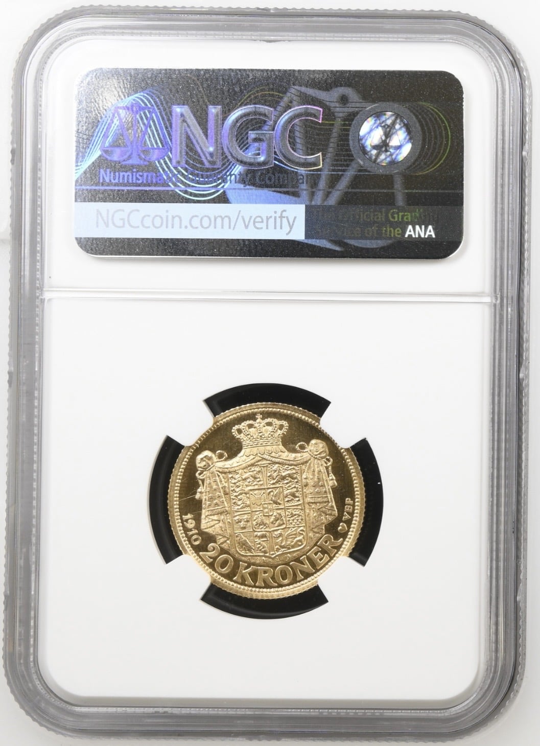 1910 VBP, 20 kroner, Fre.VIII, Sieg 2, Hede 1, Kva. Proof, Graderet PF 67 CAMEO af NGC. - Image 2
