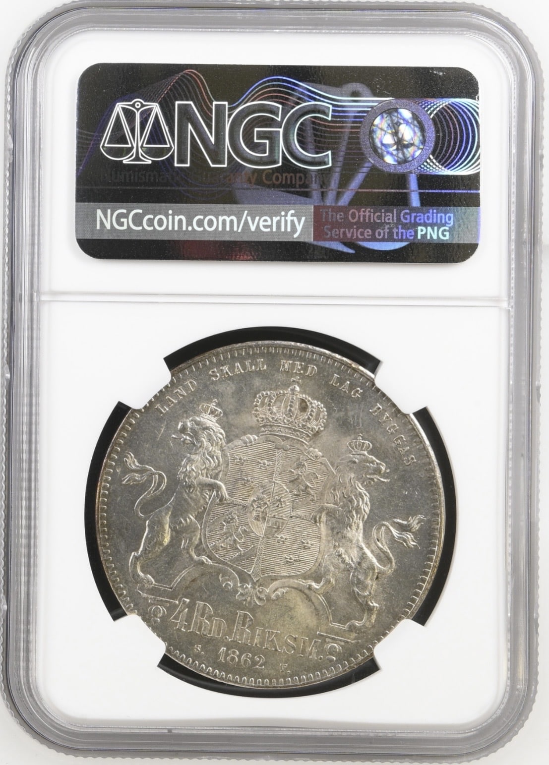 Sverige, 4 Riksdaler riksmynt 1862, KM 711, Dav 356, Delzanno 2, Kva. 0-01, Graderet MS 62 af NGC - Image 2