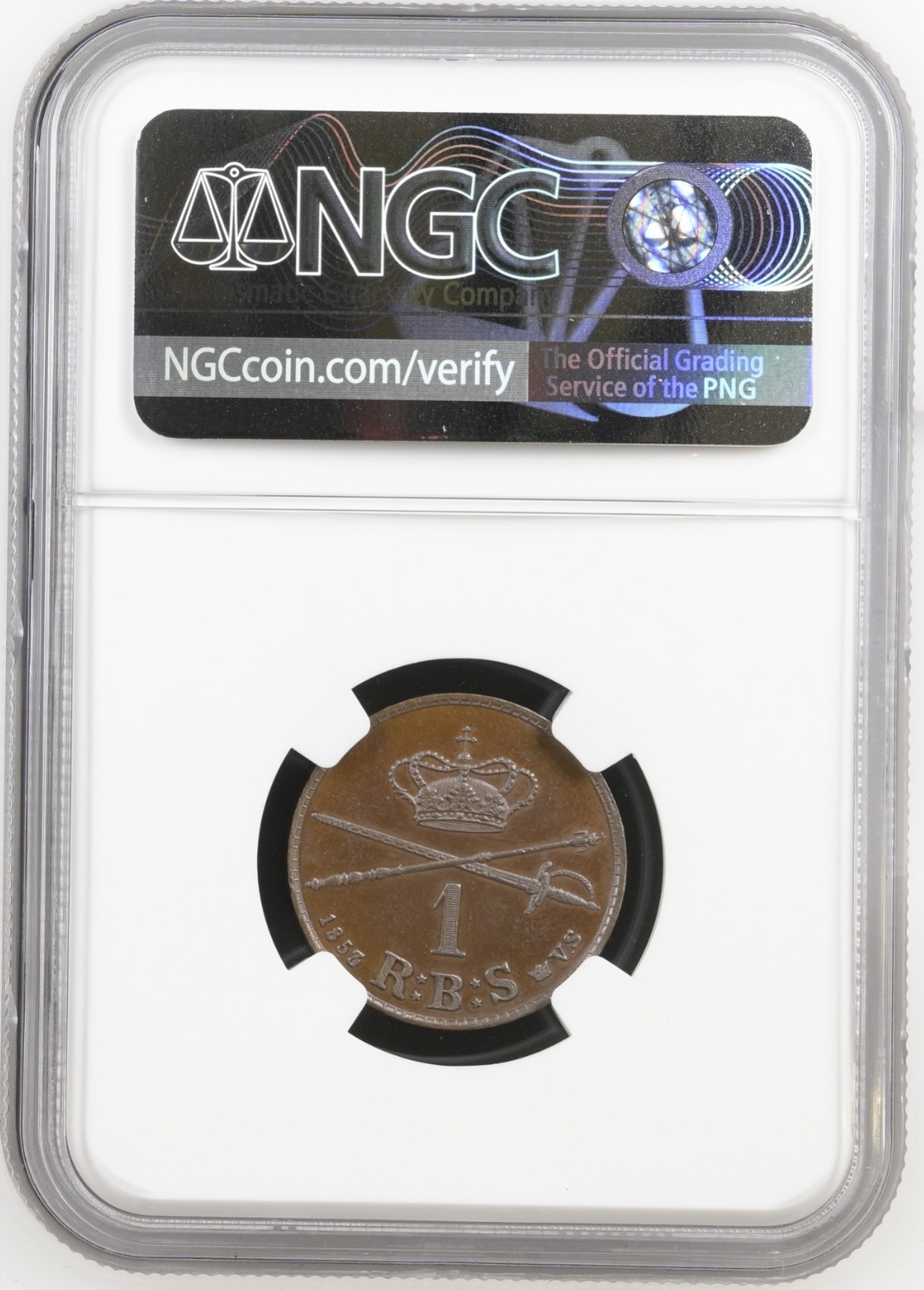 1853 VS, 1 rigsbankskilling, Fre.VII, Sieg 4, Hede 12C, Kva. Proof / M, Graderet MS 63 af NGC - Image 2