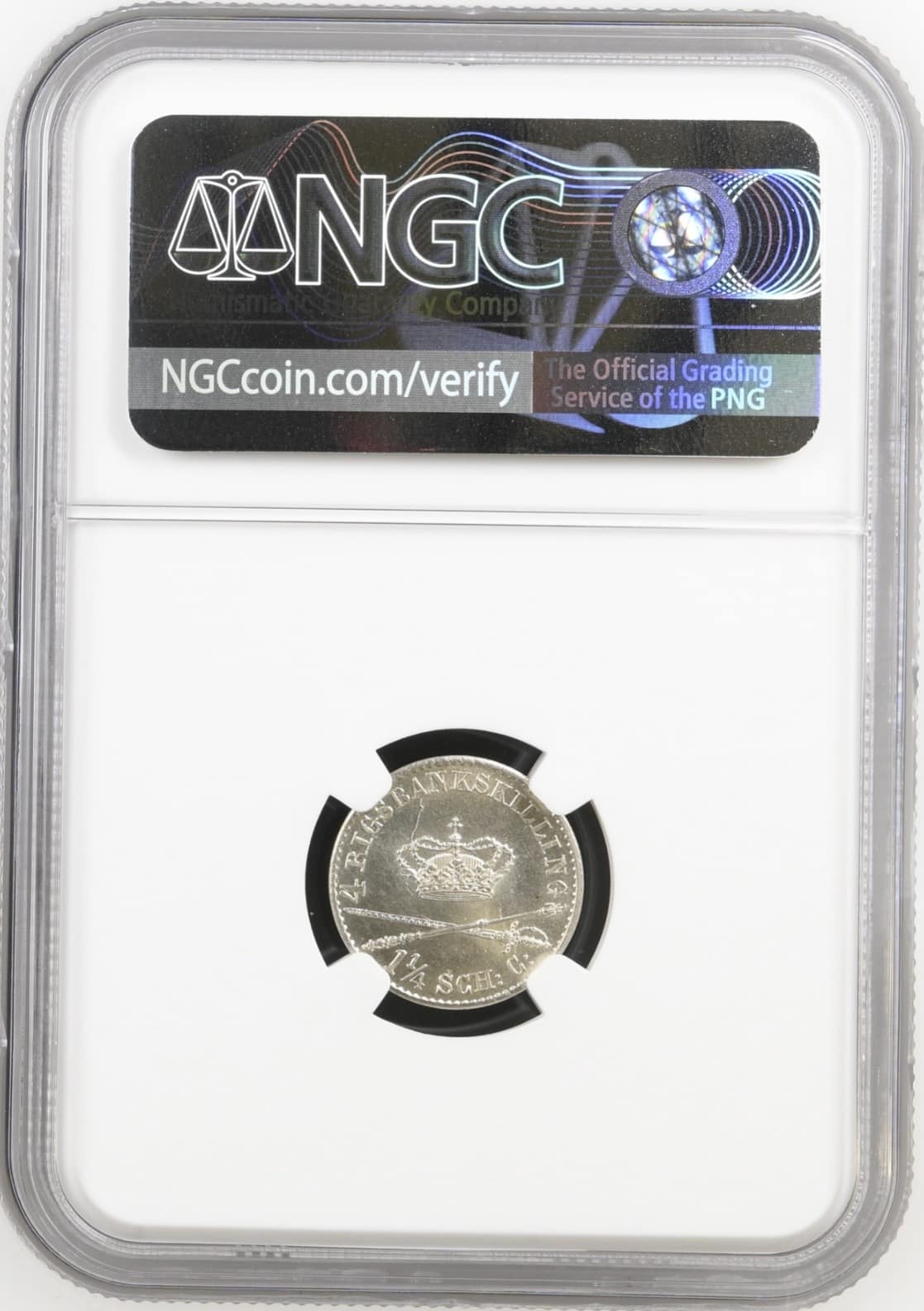 1842 VS, 4 rigsbankskilling, Chr.VIII, Sieg 8.2, Hede 8B, KVa. 0-M "Medaljeprægskarakter" Graderet MS 63 af NGC - Image 2