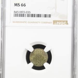 1755 VH, 1 skilling, Fre.V, Sieg 2.1, Hede 37A, Kva. 0, Graderet MS 66 af NGC "Single TOP POP"