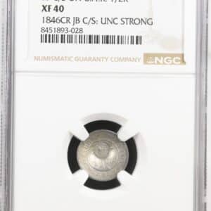 Costa Rica, 1/2 real 1846, KM 20a, T7 C/S ON C.A.R. 1/2R, 1846CR JB C/S: UNC STRONG, Kva. 1+-01, Graderet XF 40, UNC STRONG af NGC