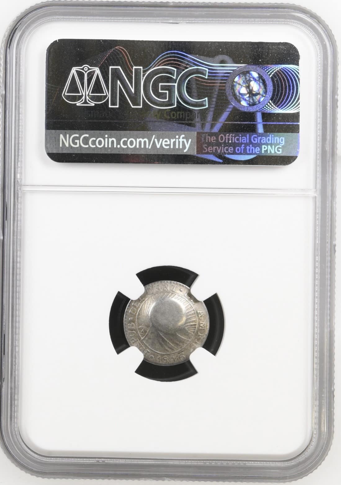 Costa Rica, 1/2 real 1846, KM 20a, T7 C/S ON C.A.R. 1/2R, 1846CR JB C/S: UNC STRONG, Kva. 1+-01, Graderet XF 40, UNC STRONG af NGC - Image 2