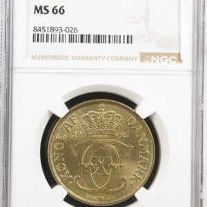 1925 HCN, 2 kroner, Chr.X, Sieg 3.1, Hede 20A, Kva. 0, Graderet MS 66 af NGC.