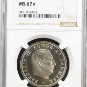 1960 C S, 5 kroner, Fre.IX, Sieg 1.1, Hede 4A, Kva. M, Graderet MS 67* af NGC "Single TOP POP"
