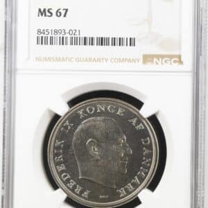 1963 C S, 5 kroner, Fre.IX, Sieg 1.1, Hede 4A, Kva. M, Graderet MS 67 af NG "Single TOP POP"