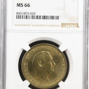 1955 N, 2 kroner, Fre.IX, Sieg 4.1, Hede 5A, Kva. M, Graderet MS 66 af NGC "TOP POP"