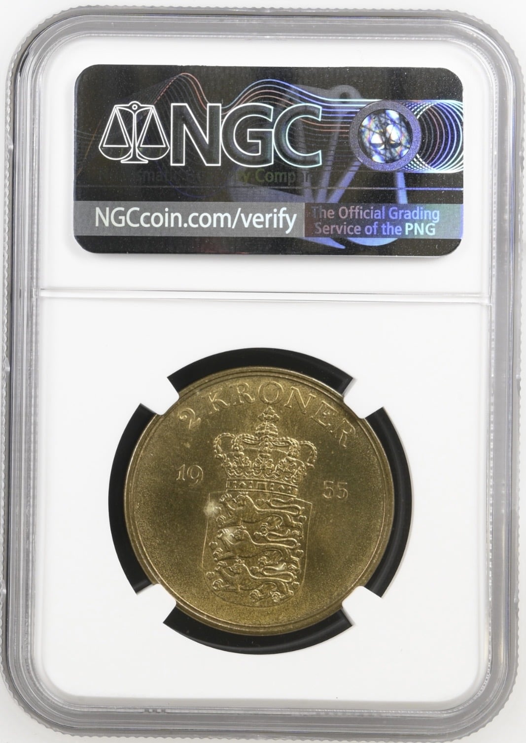 1955 N, 2 kroner, Fre.IX, Sieg 4.1, Hede 5A, Kva. M, Graderet MS 66 af NGC "TOP POP" - Image 2