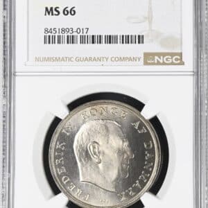 1968 C S, 5 kroner, Fre.IX, Sieg 1.1, Hede 4A, Kva. M, Graderet MS 66 af NGC.