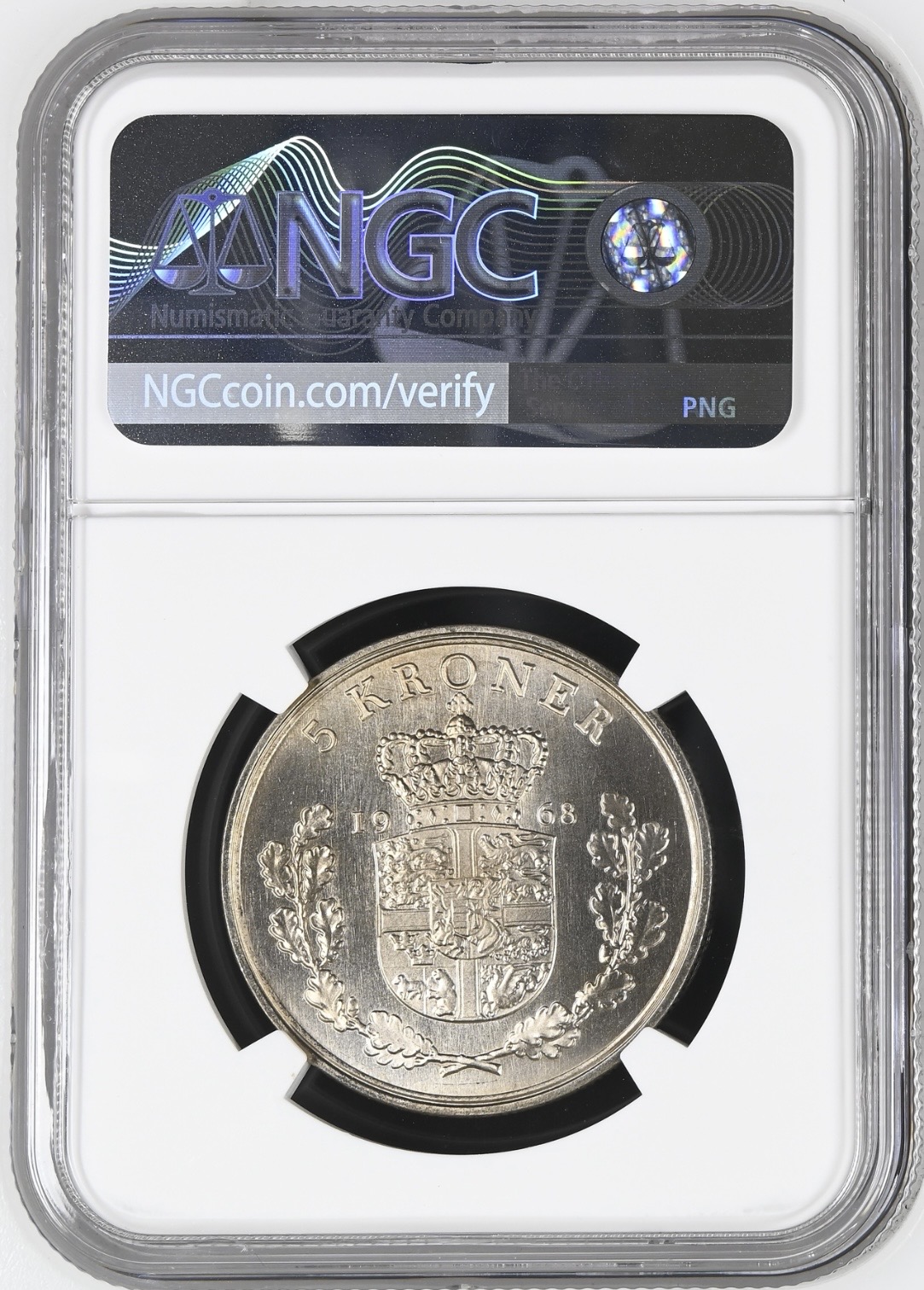 1968 C S, 5 kroner, Fre.IX, Sieg 1.1, Hede 4A, Kva. M, Graderet MS 66 af NGC. - Image 2