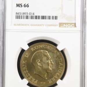 1947 N, 2 kroner, Fre.IX, Sieg 4.1, Hede 5A, Kva. M, Graderet MS 66 af NGC.