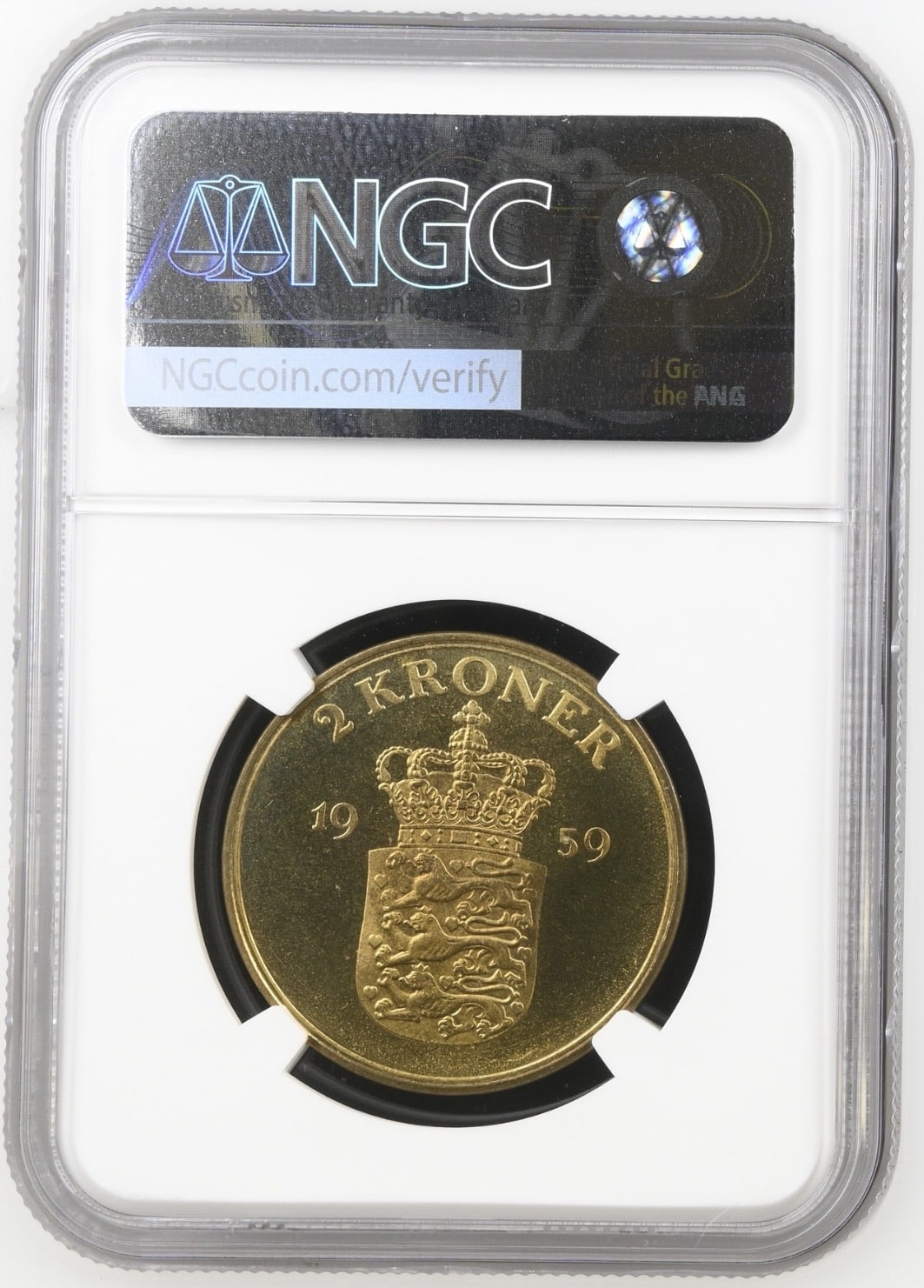 1959 C S, 2 kroner, Fre.IX, Sieg 4.2, Hede 5B, Kva. M, Graderet MS 67 af NGC "Single TOP POP" - Image 2