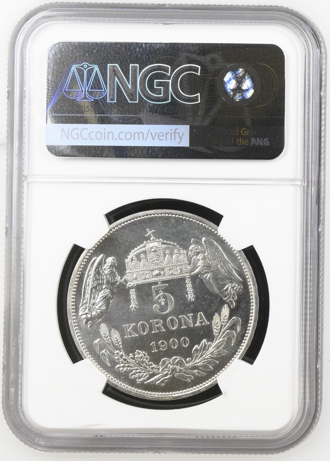Ungran, 5 Korona 1900 KB, Restrike, rosette before name, Francis Joseph I, KM 488, H 2201, ÉH 1492, Adamo K7, Kva. Proof, Graderet PF 67 af NGC - Image 2