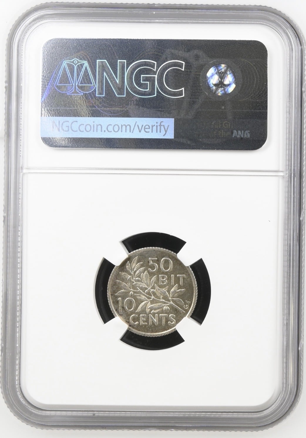 Dansk Vestindien, 10 cent 1905, Chr.IX, Sieg 28, Hede 33, KM 78, Kva. 0-M "Prooflike/Medaljepræg" Graderet MS 63 af NGC - Image 2