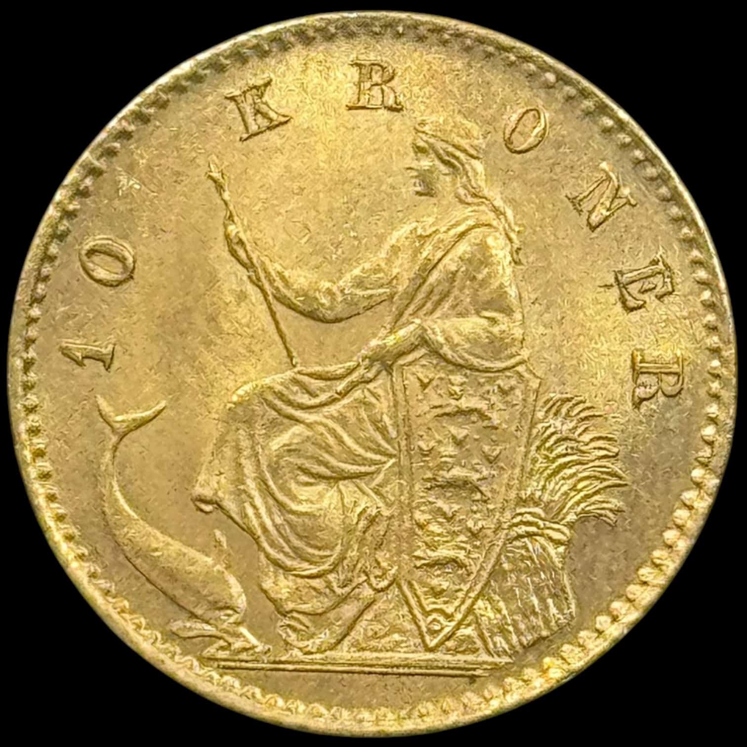 1874, 10 kroner, Chr.IX, Sieg 1.1, Hede 9A, 4,48 gram, 0.900 AU, Kva. 01 "Variant med stort mellemrum mellem 7 & 4 i årstallet" - Image 2