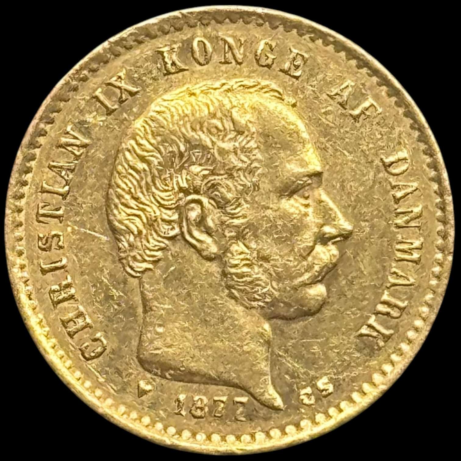 1877, 10 kroner, Chr.IX, Sieg 1.1, Hede 9A, 4,48 gram, 0.900 AU, Kva. 1+