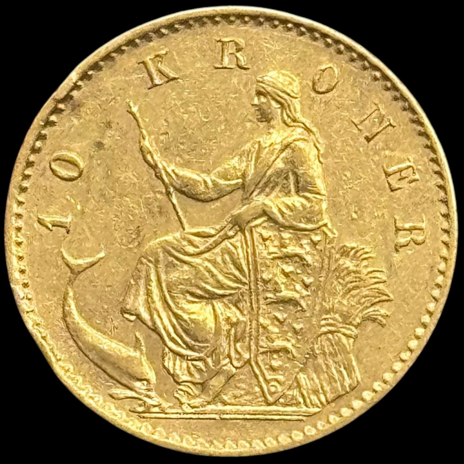 1874, 10 kroner, Chr.IX, Sieg 1.1, Hede 9A, 4,48 gram, 0.900 AU, Kva. 1+ Ks. - Image 2