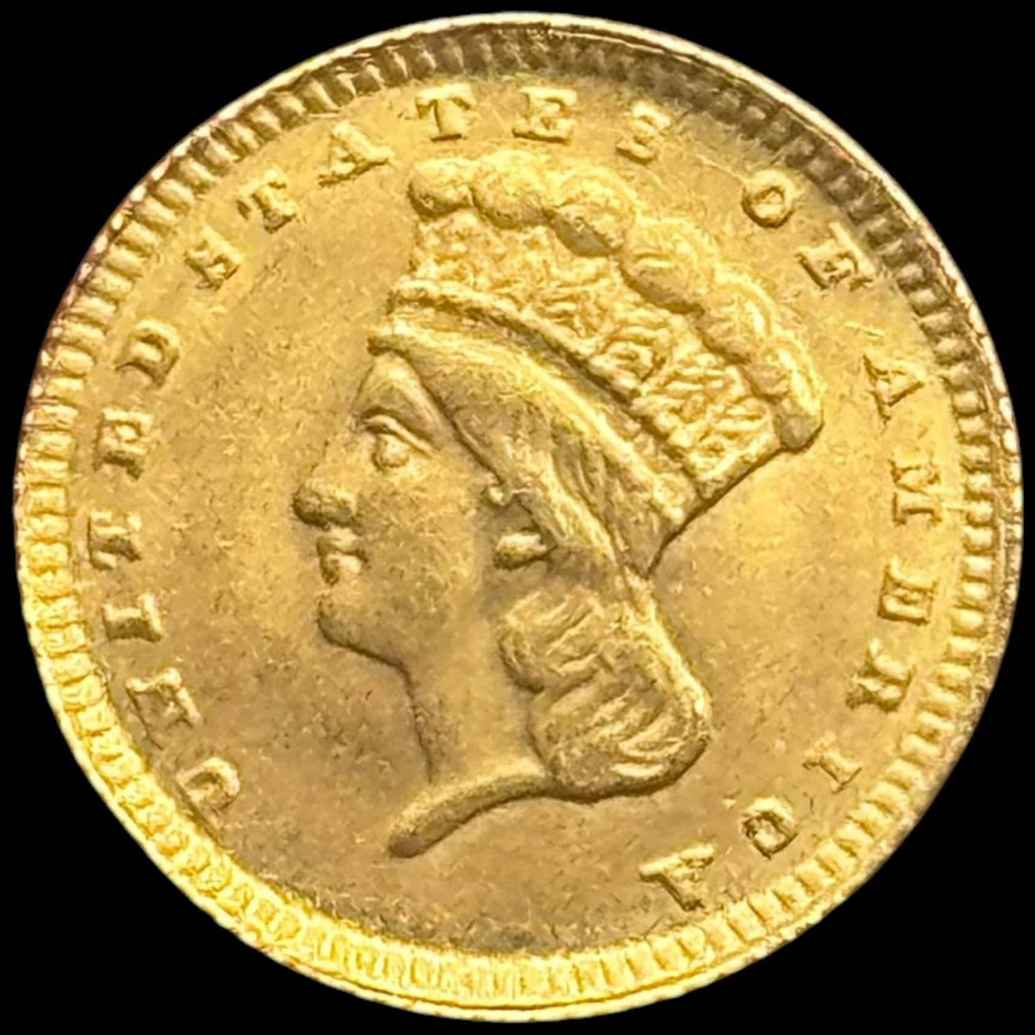 USA, 1 dollar 1868 “Indien Head” Type III, Fr. 94, KM 86, 1,67 gram 0.900 AU, Kva. 01 Filespor på rand - Image 2