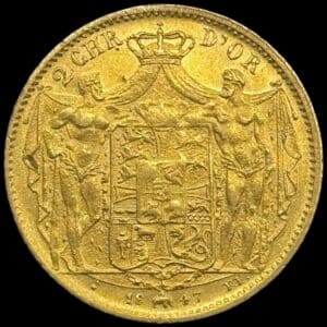1847, 2 Christian d'or, Chr.VIII, Sieg 16.2, Hede 1B, 13,26 gram 0.896 AU, Kva. 01