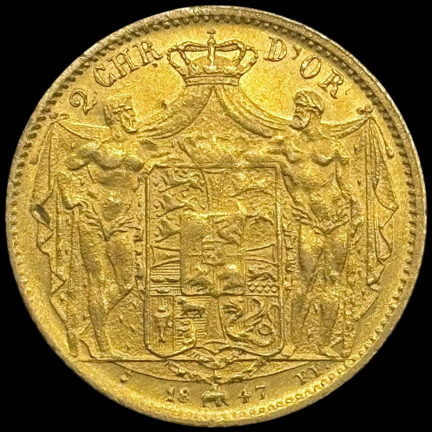 1847, 2 Christian d'or, Chr.VIII, Sieg 16.2, Hede 1B, 13,26 gram 0.896 AU, Kva. 01