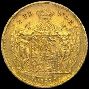 1837 FF, 2 Frederik d'or, Fre.VI, Sieg 36.1, Hede 5A, 13,24 gram 0.896 AU, Kva. 1+ vh. kl.12