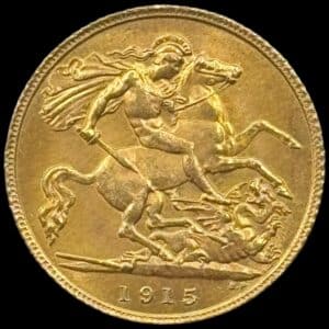 Storbritannien, 1/2 sovereign 1915, George V, KM 819, Sp  4006, 3,99 gram 0.917 AU, Kva. 0-01