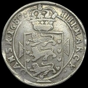 1680, 4 mark / krone, Chr.V, Sieg 137.4, Hede 121, Kva. 1-1+ "svage monteringspor"