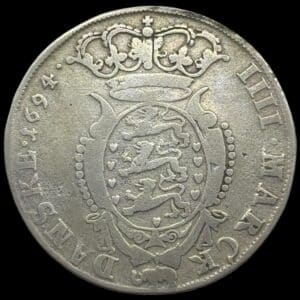 1694, 4 mark / krone, Glückstadt, Chr.V, Sieg 139, Hede 125C, Kva. 1