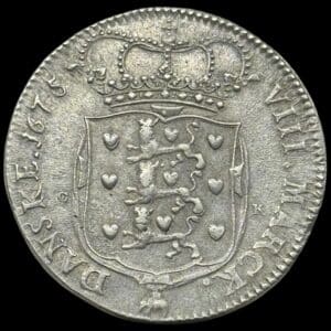 1675, 8 mark / 2 krone, Chr.V, Sieg 56.1, Hede 72, Aag. 17, Kva. 1+