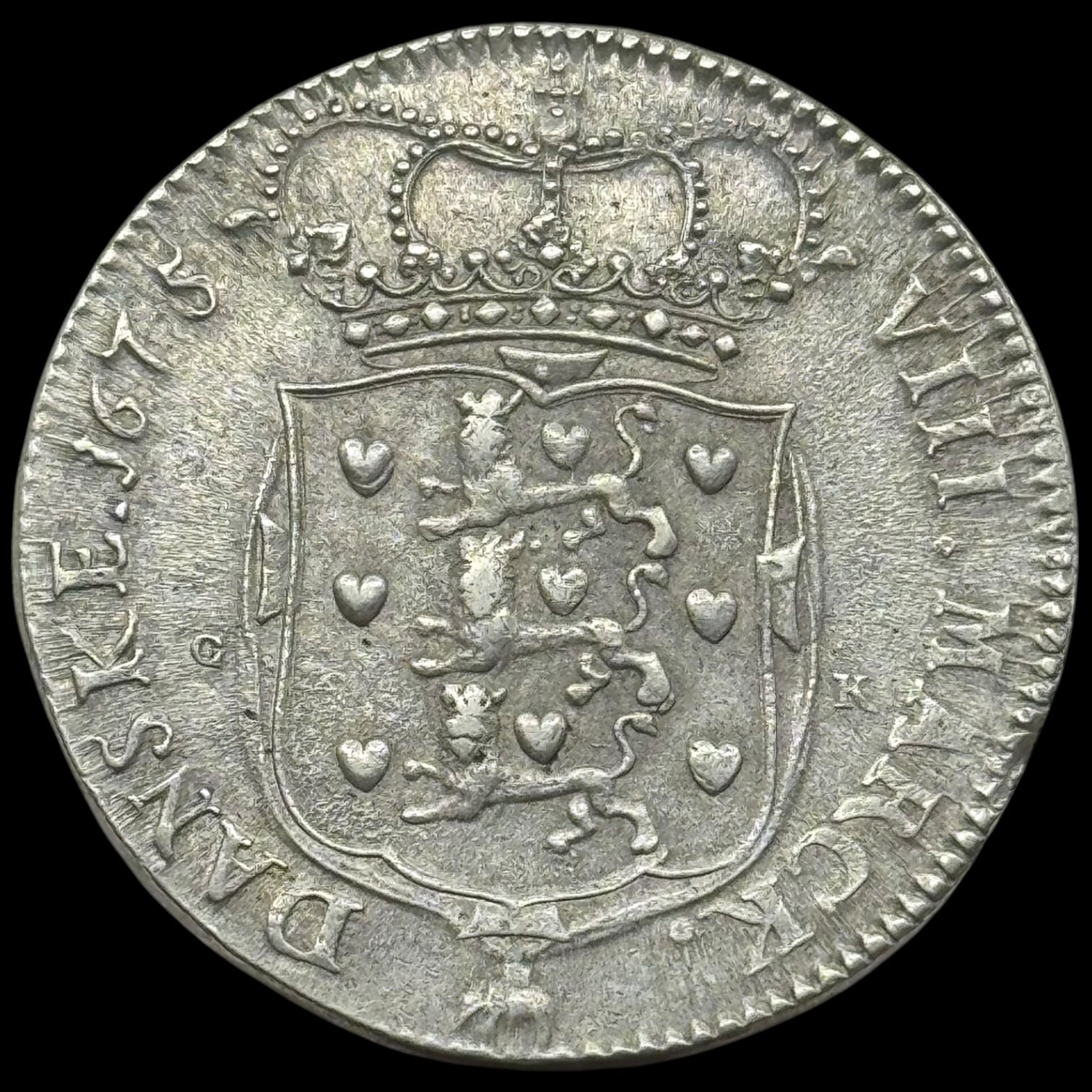 1675, 8 mark / 2 krone, Chr.V, Sieg 56.1, Hede 72, Aag. 17, Kva. 1+
