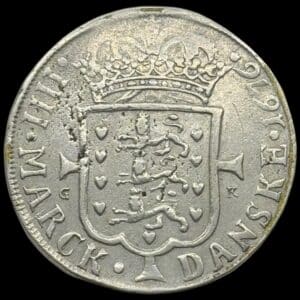 1676, 4 mark / krone, Chr.V, Sieg 35.1, Hede 68A, Kva. 1+-1