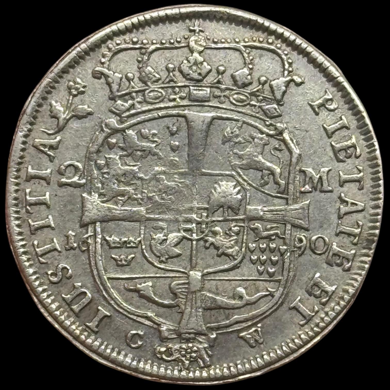 1690, 2 mark "Bondedreng", Chr.V, Sieg 31, Hede 89, Kva. 1+ - Image 2