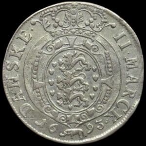 1693, 2 mark, Glückstadt, Chr.V, Sieg 135.1, Hede 126A, Kva. 1+