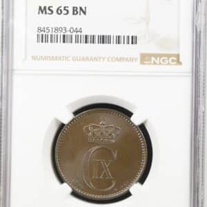 1906 VBP, 5 øre, Chr.IX, Sieg 1.2, Hede 17B, Kva. 0-M, Graderet MS 65 BN af NGC