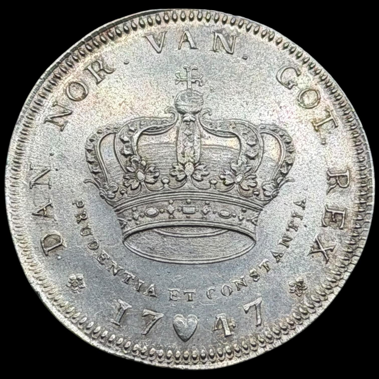 1747, 1 krone, Fre.V, Sieg 9, Hede 29A, Kva. 01 smuk eksemplar - Image 3