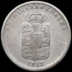 1813 IC, 1 rigsbankdaler, Fre.VI, Sieg 26.2, Hede 24B, Kva. 1-1+