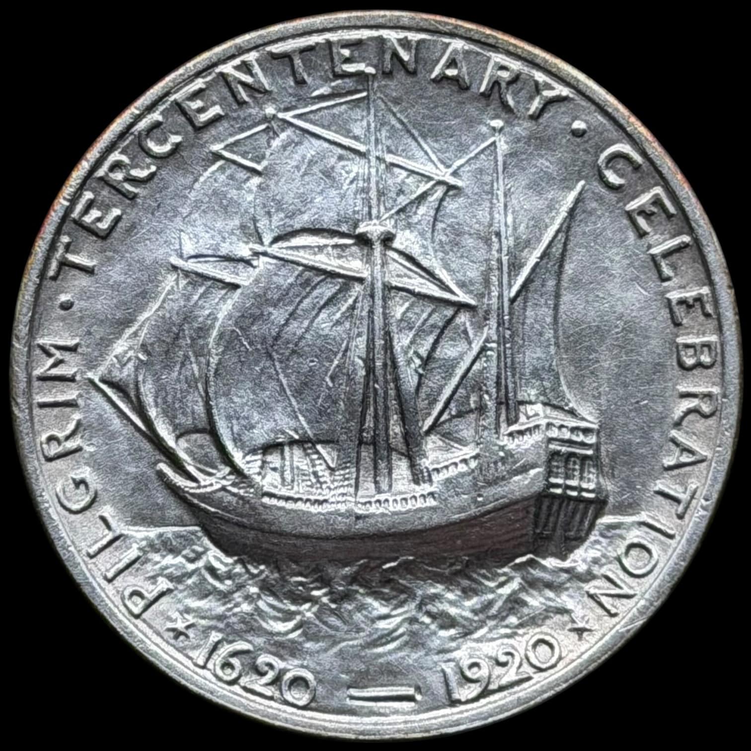 USA, 1/2 dollar 1920 Pilgrim Tercentenary, KM 147, Kva. 0-01 - Image 2