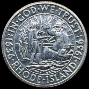 USA, 1/2 dollar 1936, Rhode Island Tercentenary, KM 182, Kva. 0-01