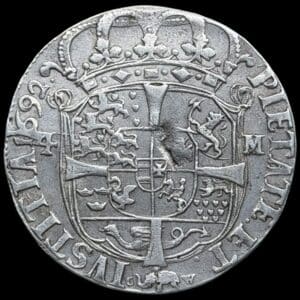 1692, 4 mark / krone, Chr.V, Sieg 46.3, Hede 90C, Aag. 60, Kva. 1+ blanketfejl