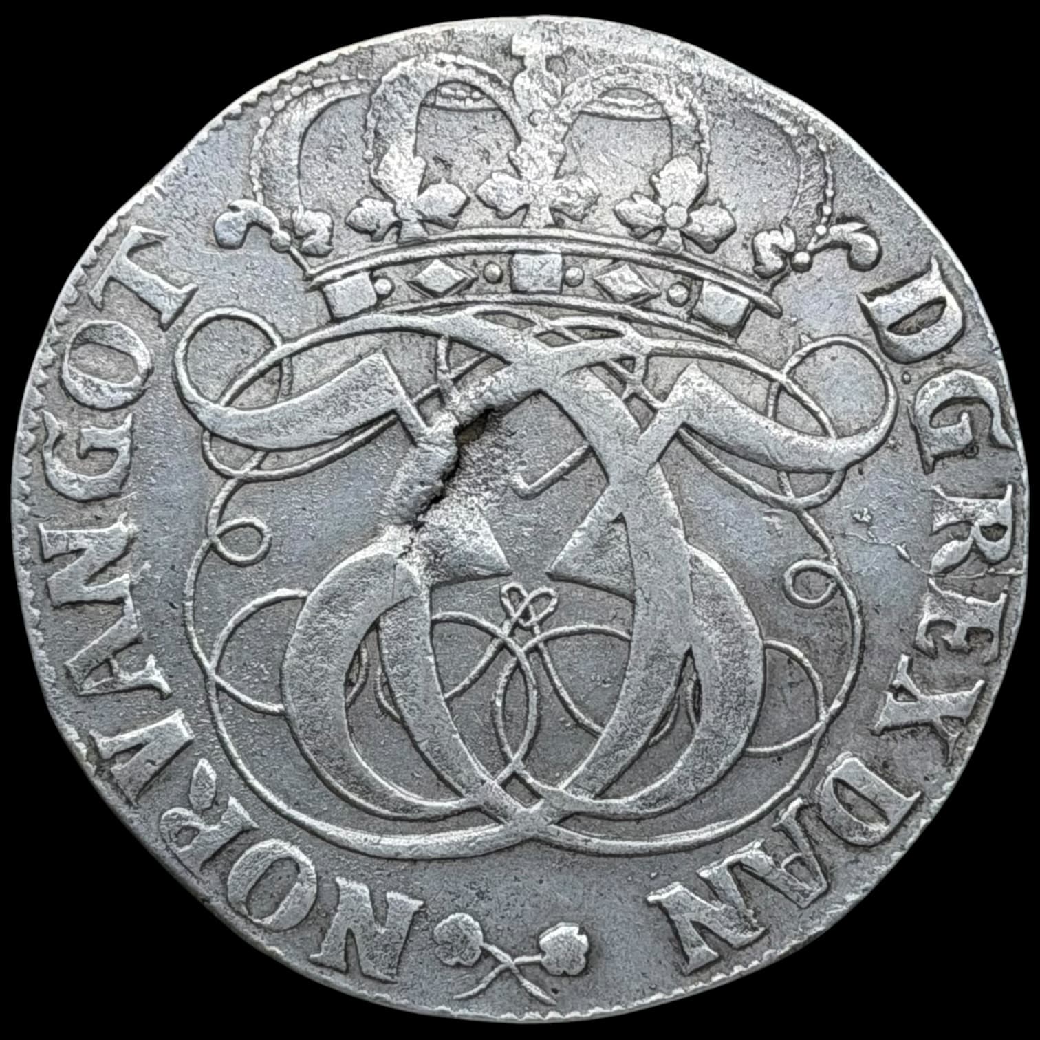 1692, 4 mark / krone, Chr.V, Sieg 46.3, Hede 90C, Aag. 60, Kva. 1+ blanketfejl - Image 2